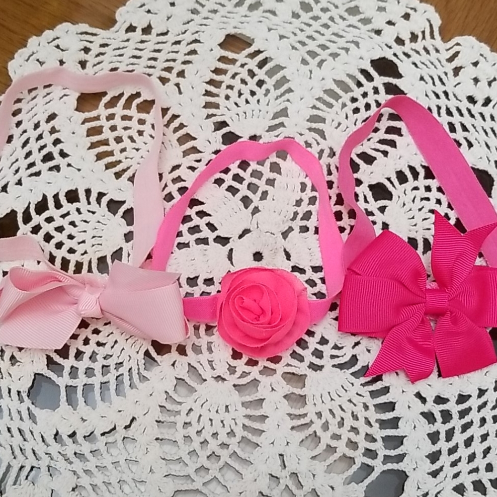 Pink trio baby headbands